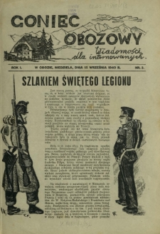 Goniec Obozowy : wiadomości dla internowanych R. 1, Nr 3 (15 września 1940)