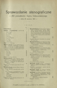 Sprawozdanie Stenograficzne z 202 Posiedzenia Sejmu Ustawodawczego z dnia 25 stycznia 1921 r.