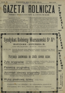 Gazeta Rolnicza : pismo tygodniowe ilustrowane. R. 64, nr 29-30 (22 lipca 1924)