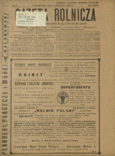 Gazeta Rolnicza : pismo tygodniowe ilustrowane. R. 67, nr 36 (9 września 1927)
