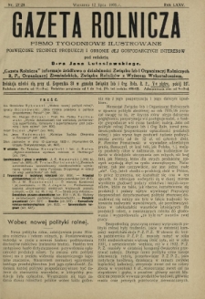 Gazeta Rolnicza : pismo tygodniowe ilustrowane. R. 75, nr 27-28 (12 lipca 1935)