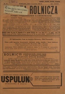 Gazeta Rolnicza : pismo tygodniowe ilustrowane. R. 78, nr 35 (2 września 1938)