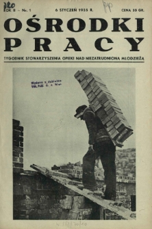 Ośrodki Pracy : tygodnik Stowarzyszenia Opieki nad Nieztrudnioną Młodzieżą R. 2, Nr 1 (6 styczeń 1935)