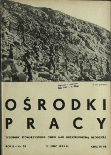 Ośrodki Pracy : tygodnik Stowarzyszenia Opieki nad Nieztrudnioną Młodzieżą R. 2, Nr 28 (14 lipiec 1935)