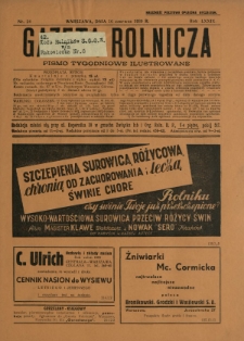 Gazeta Rolnicza : pismo tygodniowe ilustrowane. R. 79, nr 24 (16 czerwca 1939)