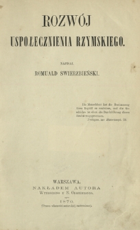 Rozw&oacute;j uspołecznienia rzymskiego