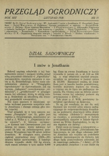 Przegląd Ogrodniczy : organ Małopolskiego Tow. Rolniczego, Małopolskiego Tow. Ogrodniczego we Lwowie R. 13, Nr 11 (listopad 1930)