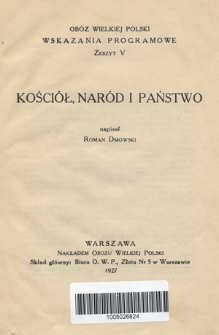 Kości&oacute;ł, nar&oacute;d i państwo