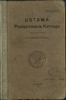 Ustawa postępowania karnego tymczasowo obowiązujaca w Królestwie Polskim
