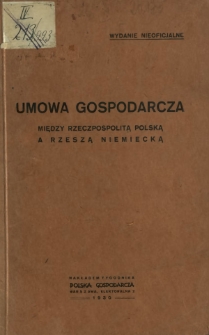 Umowa gospodarcza między Rzeczpospolitą Polską a Rzeszą Niemiecką