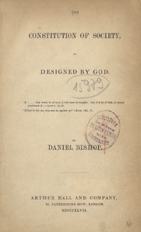 The constitution of society as designed by God