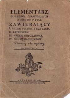 Elementarz dla szkół parafjalnych narodowych z roku 1785