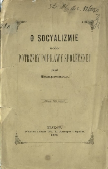 O socyalizmie wobec potrzeby poprawy społecznej