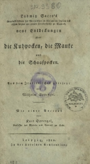 Ludwig Sacco's [...] neue Entdeckungen über die Kuhpocken, die Mauke und die Schaafpocken
