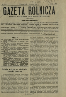 Gazeta Rolnicza : pismo tygodniowe ilustrowane. R. 65, nr 1-2 (9 stycznia 1925)