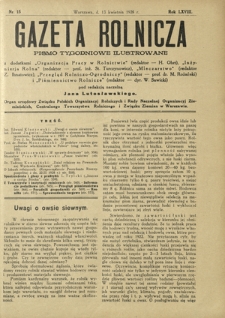 Gazeta Rolnicza : pismo tygodniowe ilustrowane. R. 68, nr 15 (13 kwietnia 1928)