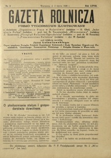 Gazeta Rolnicza : pismo tygodniowe ilustrowane. R. 68, nr 9 (2 marca 1928)