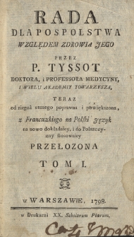 Rada Dla Pospolstwa Względem Zdrowia Jego. T. 1