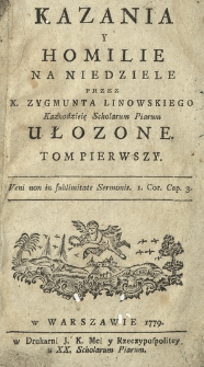 Kazania y homilie na niedziele. T. 1