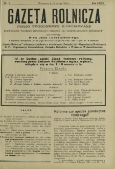 Gazeta Rolnicza : pismo tygodniowe ilustrowane. R. 74, nr 7 (16 lutego 1934)