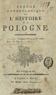 Abrégé Chronologique De L'Histoire De Pologne