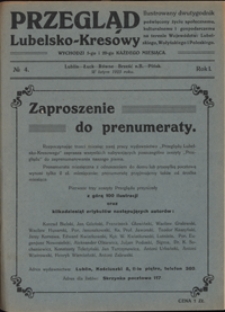 Przegląd Lubelsko-Kresowy : ilustrowany dwutygodnik poświęcony życiu społecznemu, kulturalnemu i gospodarczemu na terenie wojew&oacute;dztw: lubelskiego, wołyńskiego i poleskiego R. 1, nr 4