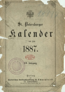 St. Petersburger Kalender f&uuml;r das Jahr 1887