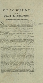 Odpowiedz Na Uwagi Kalkulacyine