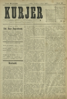 Kurjer / redaktor i wydawca Stanisław Korczak. - R. 3, nr 29 (5 lutego 1908)
