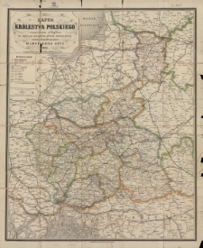 Mappa Królestwa Polskiego z oznaczeniem odległości na drogach żelaznych, bitych i zwyczajnych