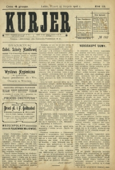 Kurjer / redaktor i wydawca Stanisław Korczak. - R. 3, nr 192 (25 sierpnia 1908)