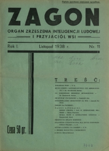Zagon : organ Zrzeszenia Inteligencji Ludowej i Przyjaciół Wsi R. 1, Nr 11 (listopad 1938)