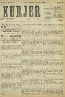 Kurjer / redaktor i wydawca Stanisław Korczak. - R. 3, nr 278 (3 grudnia 1908)