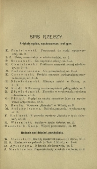 Sprawy Szkolne : czasopismo poświęcone zagadnieniom nauczania i wychowania. R. 1 (1908) - Spis rzeczy