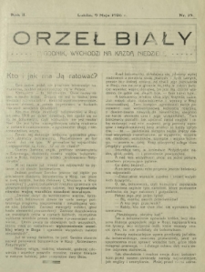 Orzeł Biały : tygodnik, wychodzi na każdą niedzielę. - R. 2, nr 19 (9 maja 1926)