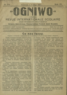 Ogniwo : organ informacyjny i sprawozdawczy Związku Zawodowego Nauczycielstwa Polskich Szk&oacute;ł Średnich R. 4, Nr 3/4 (11 lutego 1924)