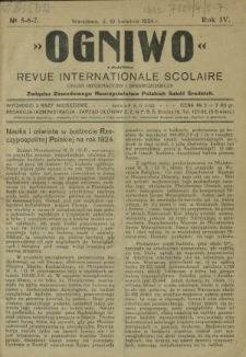 Ogniwo : organ informacyjny i sprawozdawczy Związku Zawodowego Nauczycielstwa Polskich Szk&oacute;ł Średnich R. 4, Nr 5/6/7 (10 kwietnia 1924)