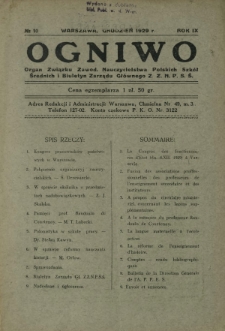 Ogniwo : organ informacyjny i sprawozdawczy Związku Zawodowego Nauczycielstwa Polskich Szk&oacute;ł Średnich i Biuletyn Zarządu Gł&oacute;wnego Z.Z.N.P.S.Ś. R. 9, Nr 10 (grudzień 1929)