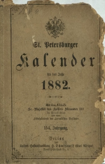 St. Petersburger Kalender f&uuml;r das Jahr 1882