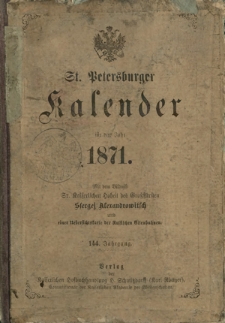 St. Petersburger Kalender f&uuml;r das Jahr 1871