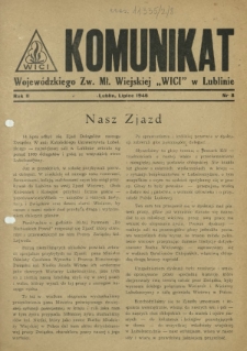 Komunikat Wojew&oacute;dzkiego Zw. Mł. Wiejskiej "Wici" w Lublinie. R. 2, nr 8 (lipiec 1946)