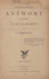 Livl&auml;ndische Antwort an Herrn Juri Samarin