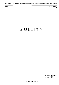 Biuletyn Biblioteki Uniwersytetu Marii Curie-Skłodowskiej w Lublinie. R. 20 (1972) nr 4