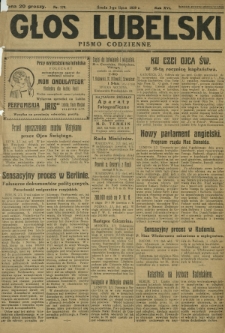 Głos Lubelski : pismo codzienne. R. 16, nr 178 (3 lipca 1929)