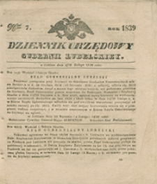 Dziennik Urzędowy Gubernii Lubelskiey 1839, Nr 7 (4/16 luty)