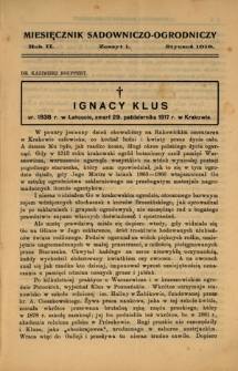 Miesięcznik Sadowniczo-Ogrodniczy : organ Sekcji Ogrodniczej Galicyjskiego Towarz. Gospodarskiego pod red. Antoniego Wróblewskiego. R. 2, z. 1 (styczeń 1918)