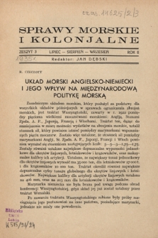 Sprawy Morskie i Kolonjalne : czasopismo poświęcone zagadnieniom morskim, żeglugi śródlądowej, migracyjnym i kolonjalnym R. 2, z. 3 (lipiec/sierpień/wrzesień 1935)