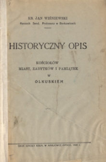 Historyczny opis kościołów, miast, zabytków i pamiątek w Olkuskiem
