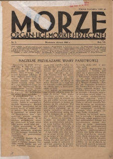 Morze : organ Ligi Morskiej i Rzecznej. R. 7, nr 1 (styczeń 1930)