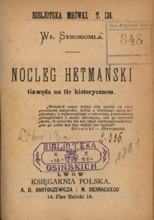 Nocleg hetmański : gawęda na tle historycznem